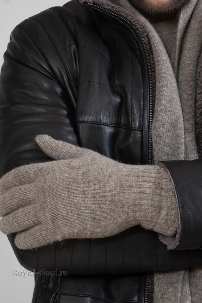Перчатки мужские шерстяные серые 106-3Кн-M
