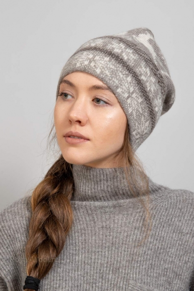 Шапка женская зимняя рисунок олени 195-UL-7