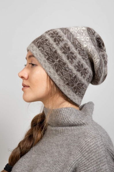 Шапка женская зимняя рисунок снежинка 195-UL-6