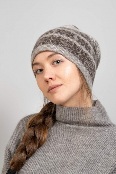 Шапка женская зимняя рисунок снежинка 195-UL-6