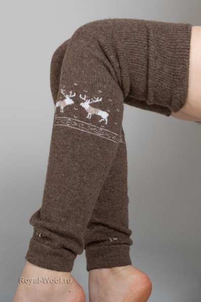 Женские коричневые гетры с рисунком олени 097-1-3