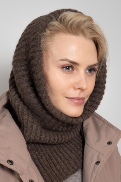 Капор коричневый пух яка 096-5-1