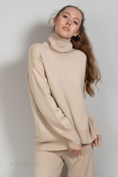 Свитер кашемир бежево-молочный 709-M-3