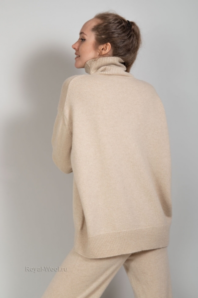 Свитер кашемир бежево-молочный 709-M-3
