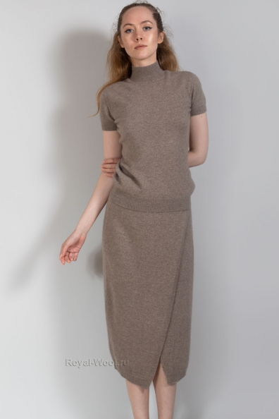 Юбка кашемир темно-бежевая 701-4M
