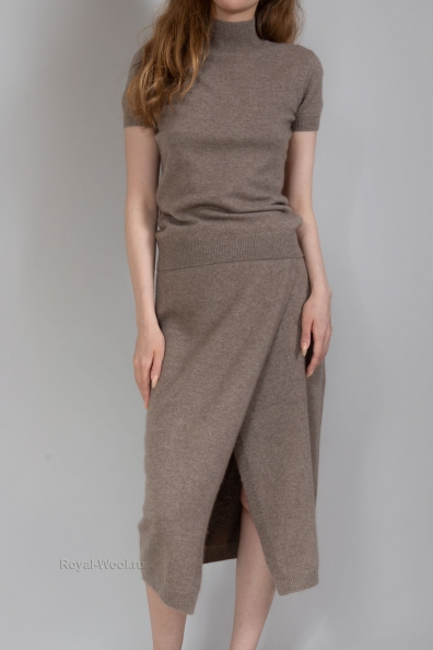 Юбка кашемир темно-бежевая 701-4M