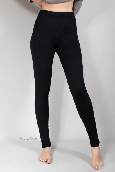 Черные однотонные шерстяные легинсы 187-2-9