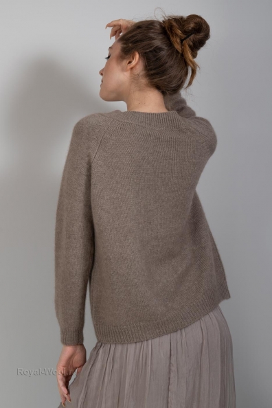 Кашемировый кардиган на пуговицах бежевый 801-1M-3