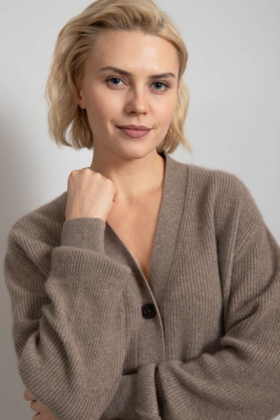 Кашемировый кардиган бежевый «органик» 802-M-1