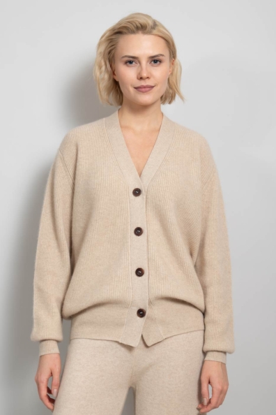 Кардиган из кашемира светло-бежевый «organic» 802-M-2