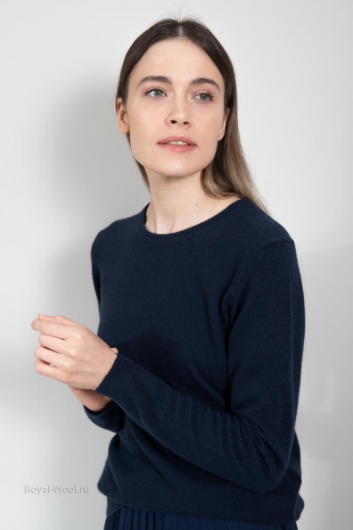 Женский синий джемпер кашемир 705-E-16