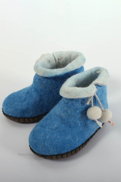 Детские валенки войлочные голубые 214-А2-1