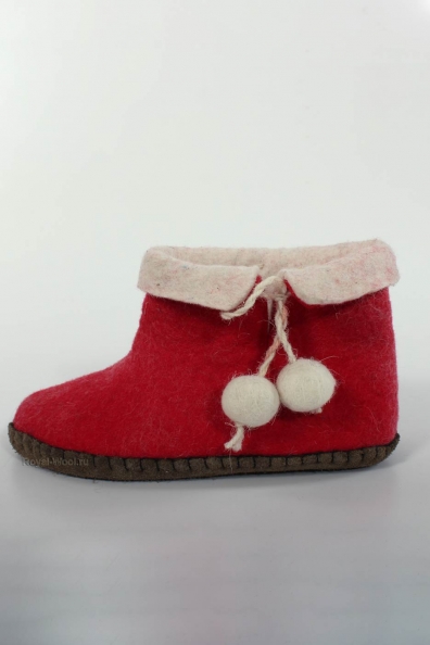 Детские валенки войлочные красные 214-А2