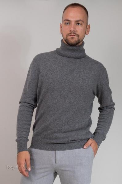 Серый мужской свитер водолазка из кашемира 712-M-3