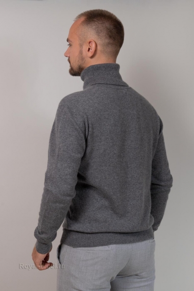 Серый мужской свитер водолазка из кашемира 712-M-3