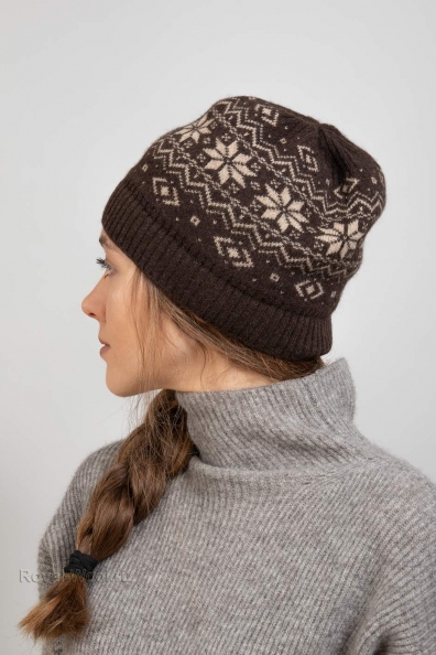 Шапка шерсть яка орнамент «снежинка» 195-SF-4-1