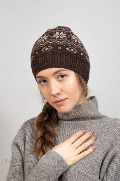 Шапка шерсть яка орнамент «снежинка» 195-SF-4-1
