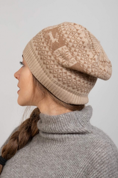 Шапка верблюжья шерсть с орнаментом 193-SF-3