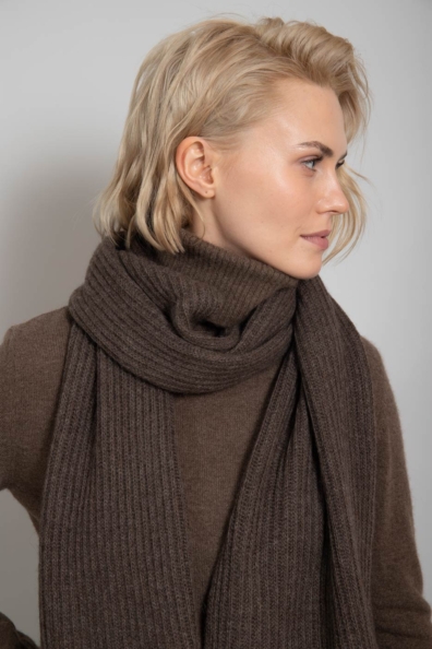 Шарф шерстяной вязаный капучино 196-5-UL-7