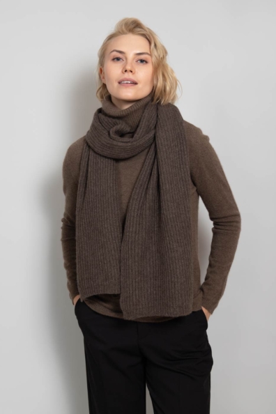 Шарф шерстяной вязаный капучино 196-5-UL-7