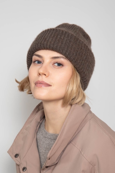 Женская шерстяная шапка купол двойной вязки 195-2-UL-7