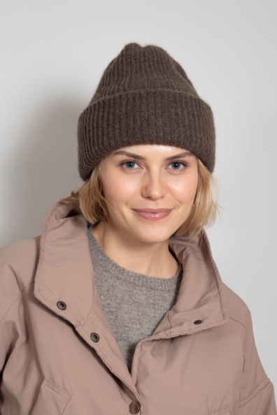Женская шерстяная шапка купол двойной вязки 195-2-UL-7