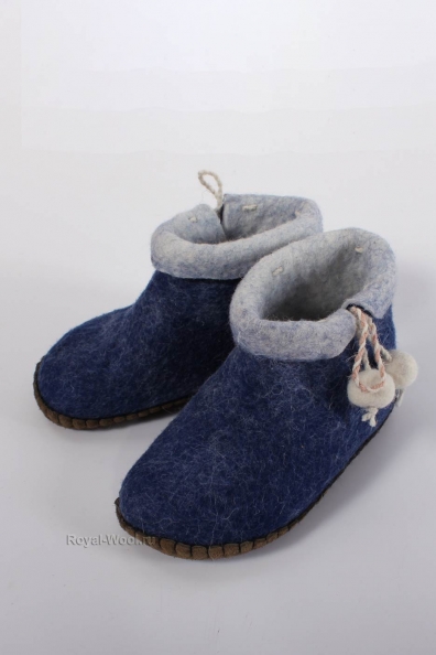 Синие детские войлочные валенки 214-А2-4