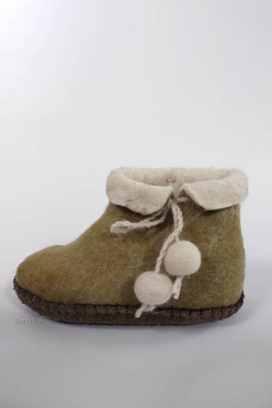 Темно-зелёные детские войлочные валенки 214-А2-3