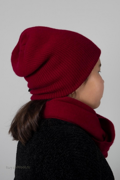 Бордовая двойная шапка 750-4-1Y