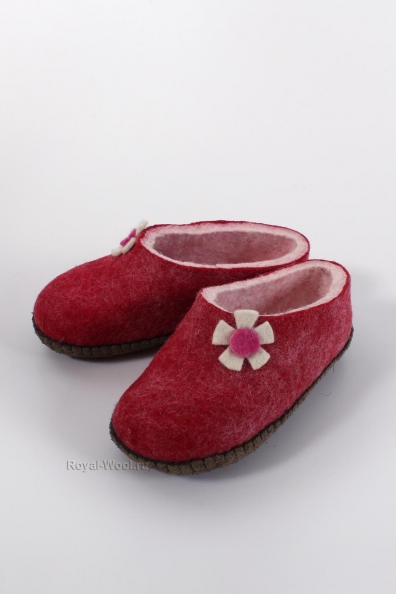 Детские войлочные тапочки красные 214-А3-2