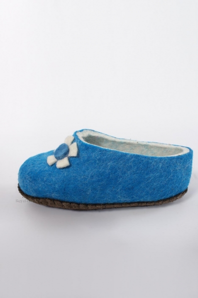 Голубые детские войлочные тапочки 214-А3-1