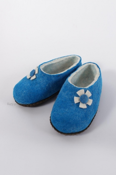 Голубые детские войлочные тапочки 214-А3-1