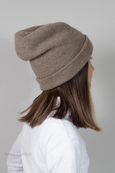 Кашемировая шапка темно-бежевая для девочки 750-SFY-5