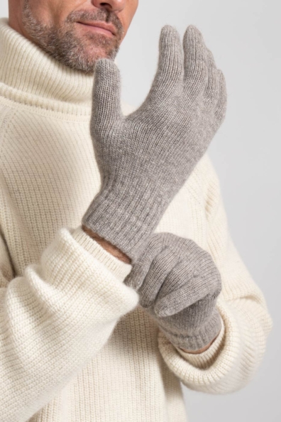 Мужские серые перчатки шерсть яка 106-31-2