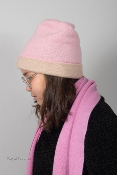 Розовая двухсторонняя шапка для девочек 750-4-34Y