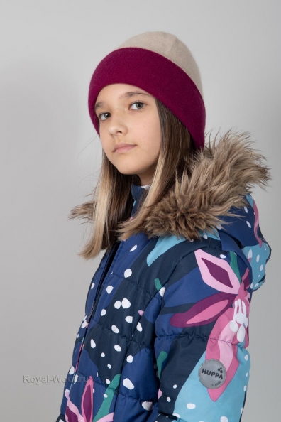 Шапка двухцветная фуксия/бежевая 750-4-21Y