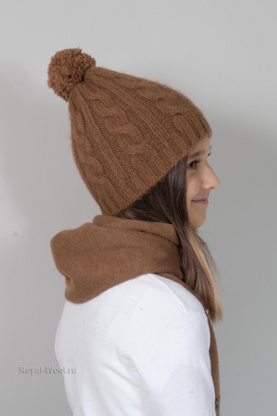 Шапка «косичка» верблюжья шерсть 193-SL-3Y