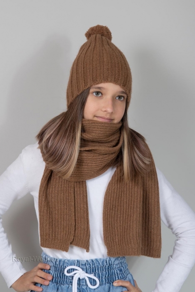 Шапка шерстяная «кэмел» с помпоном 193-SL-2Y