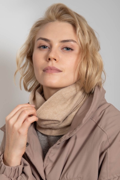 Шарф снуд из светлой верблюжьей шерсти 193-SL-9-1