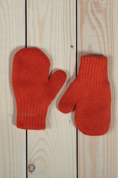 Шерстяные оранжевые детские варежки 107-9-6
