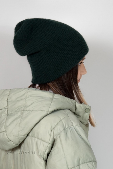 Зеленая кашемировая шапка для девочки 750-4-37Y