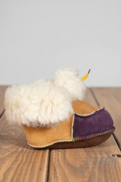 Желтые детские пинетки из овчины 108-0-2