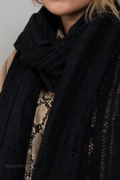 Черный ажурный палантин 490-91-MT