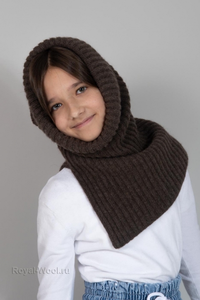 Капор шерстяной коричневый 096-5-1Y