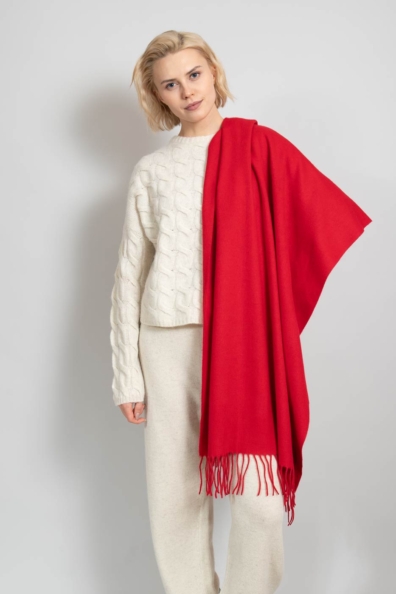 Красный яркий палантин 154-5-19