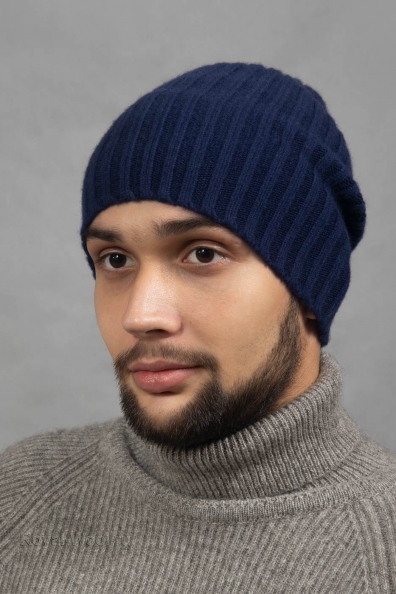 Мужская синяя шапка кашемир 750-2-4M