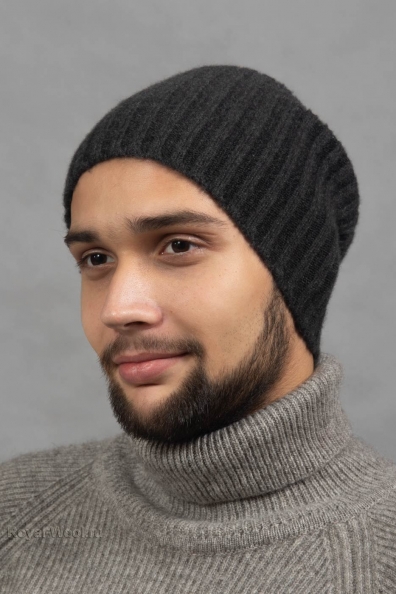 Шапка мужская из кашемира серый графит 750-1-18M
