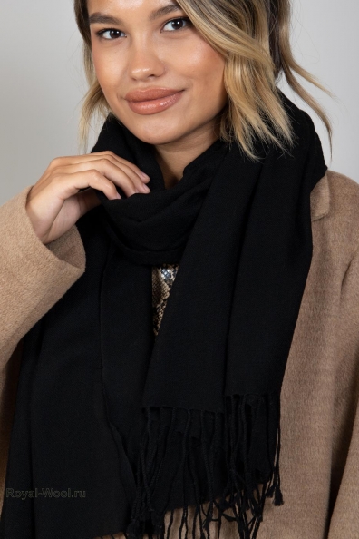 Шерстяной черный палантин 80×200 490-93-MT