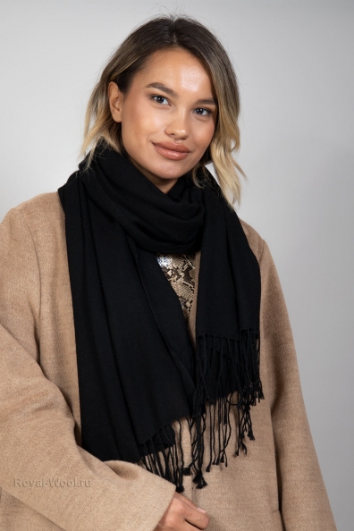 Шерстяной черный палантин 80×200 490-93-MT