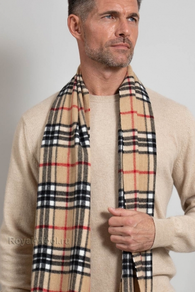 Шарф мужской темно-желтый дизайн «бербери» 760-77-M